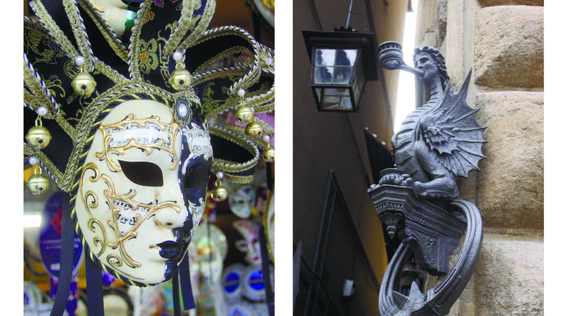 Украшения на улицах города и самый популярный сувенир Флоренции - карнавальная маска  Фото: Александр Жданов