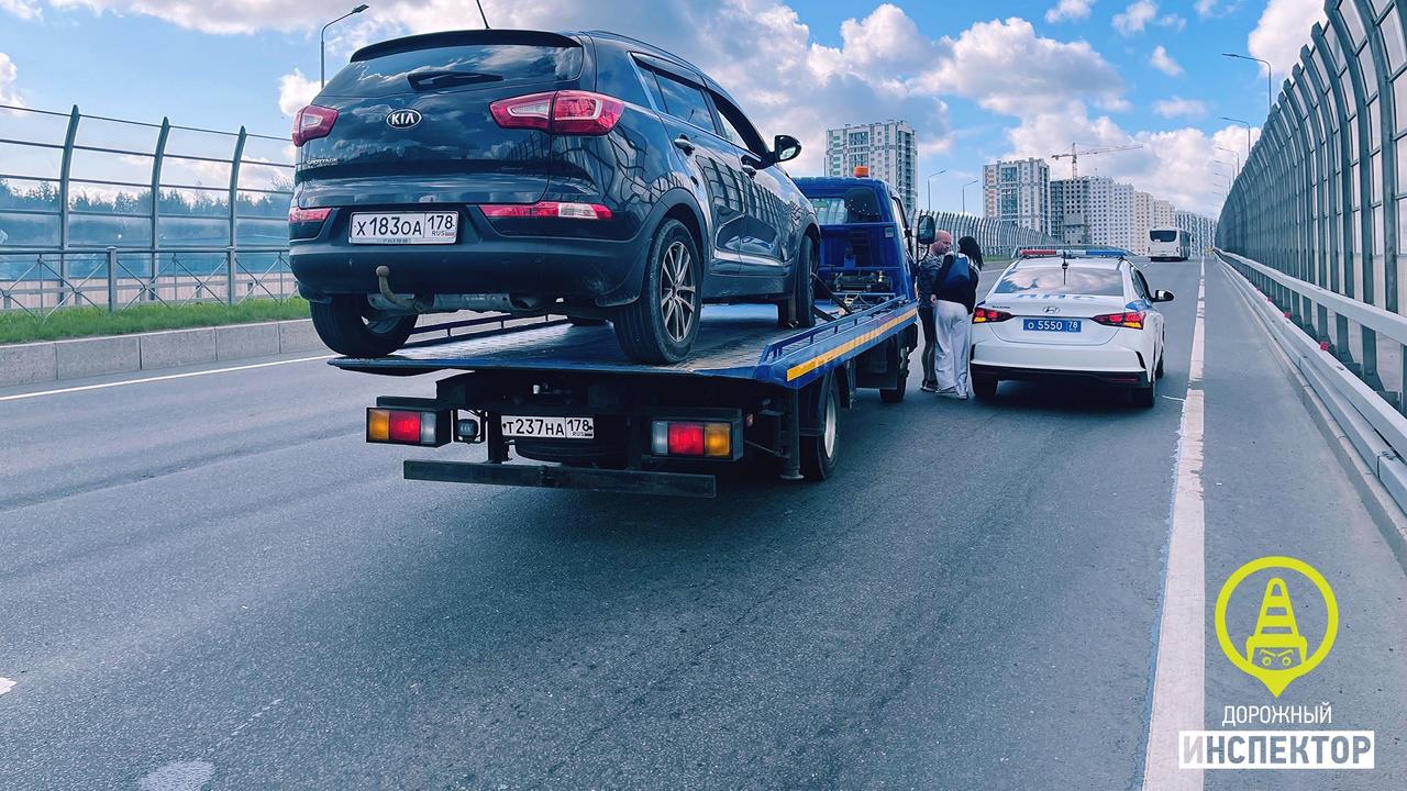 Невменяемая автоледи потеряла сознание на Суздальском шоссе в Петербурге