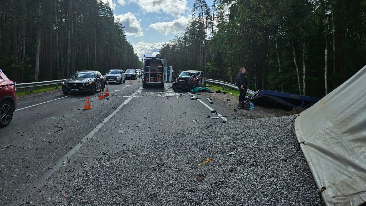 Двое погибли в результате массового ДТП на трассе в Приозерском районе