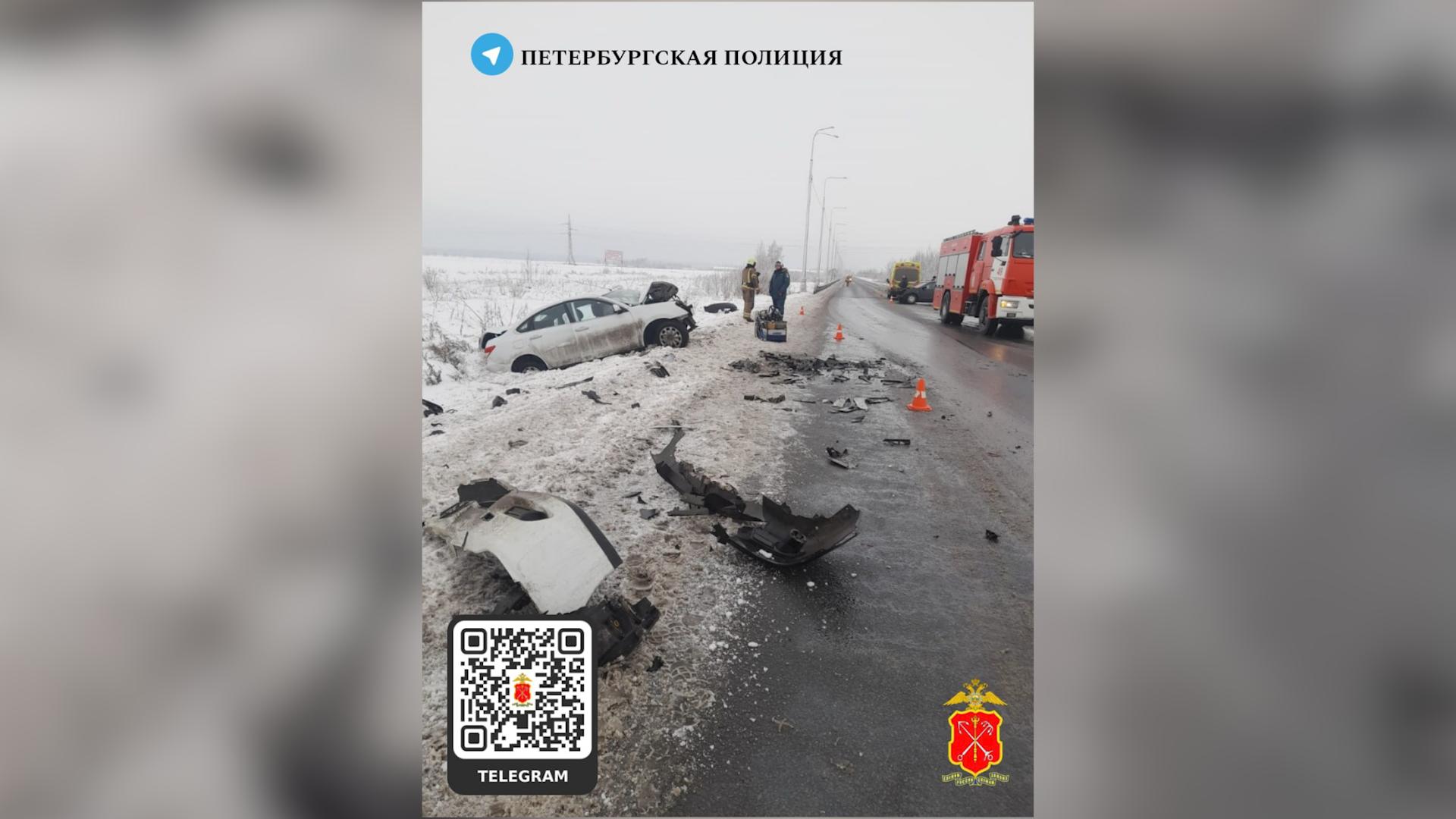 Страшное ДТП с двумя погибшими произошло на Ям-Ижорском шоссе в Шушарах