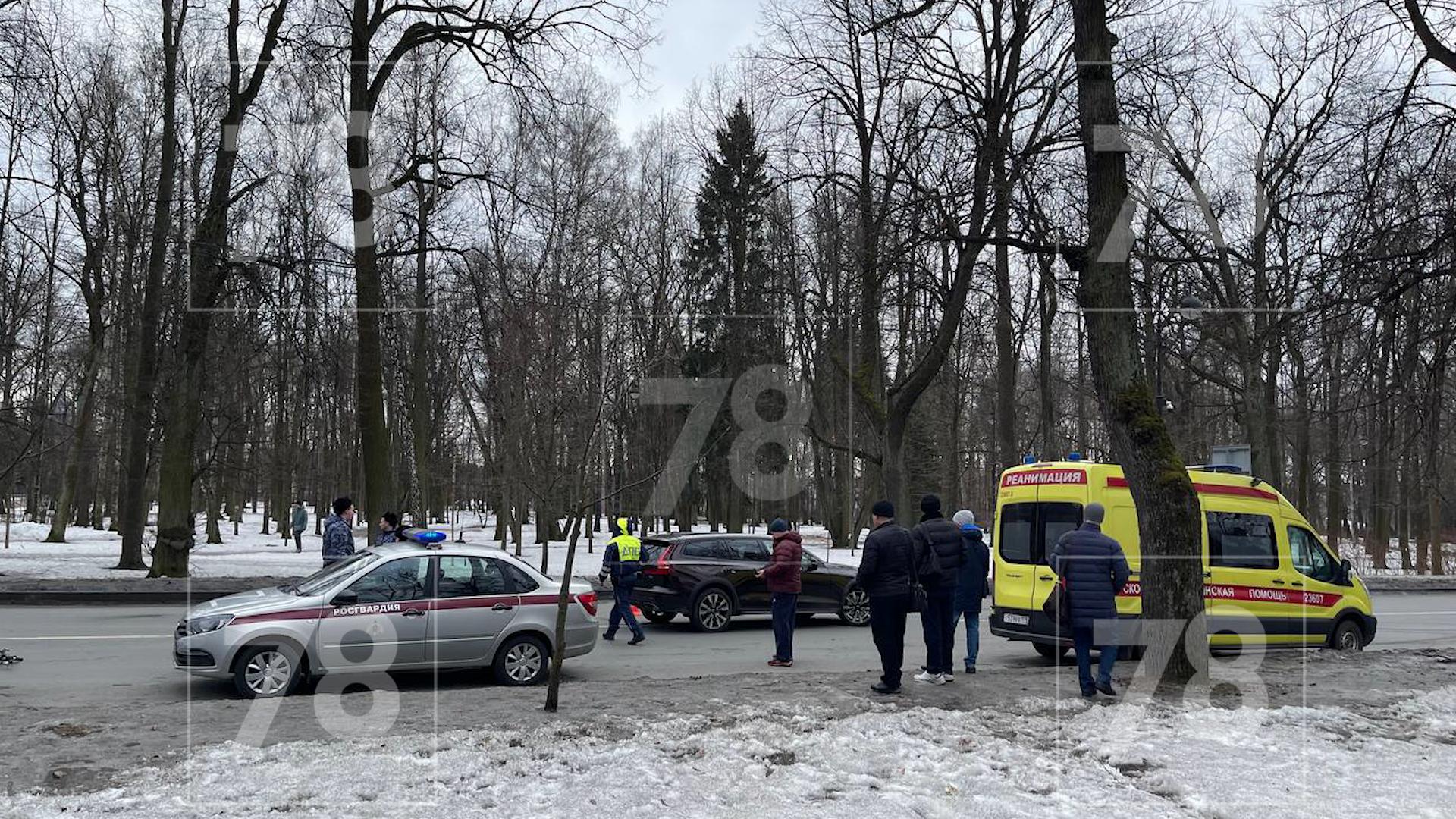 Иномарка сбила велосипедиста на Крестовском острове — видео