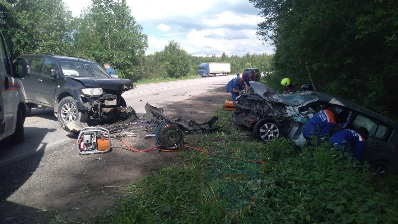 Два человека пострадали в лобовом ДТП в Тосно