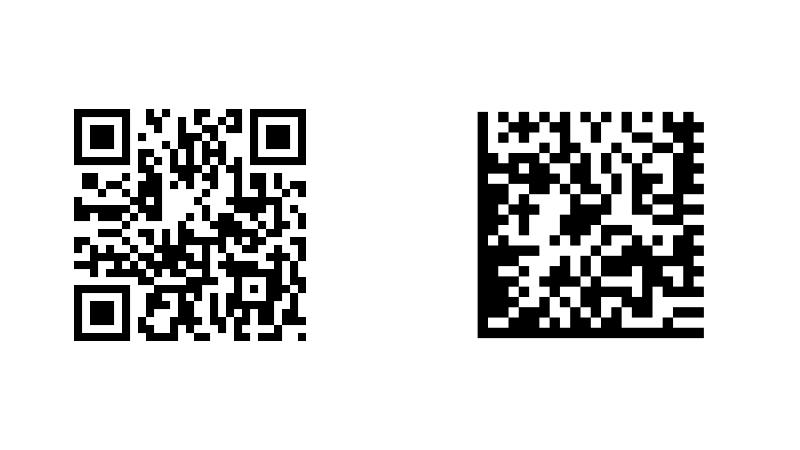 Пример QR-кода и Data-Matrix кода  Фото: wikipedia.org