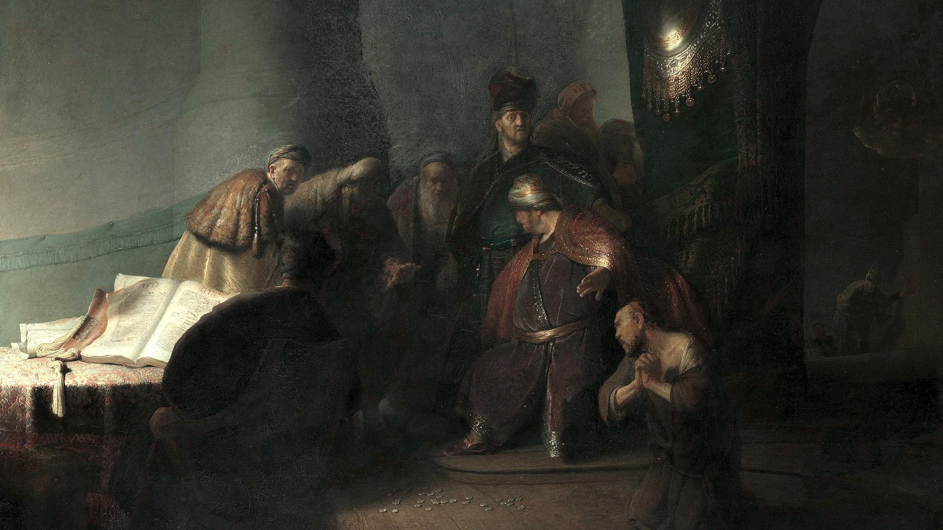 Иуда возвращает первосвященникам 30 сребреников (Рембрандт, 1629 год) Фото: Общественное достояние